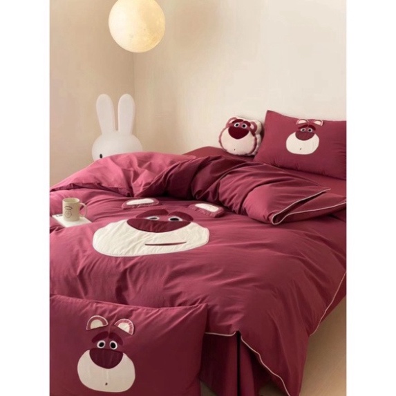 Bộ chăn ga gối Cotton Linen Disney hoạt hình cho bé tặng kèm gối trang trí, chăn ga gối cotton linen cho bé