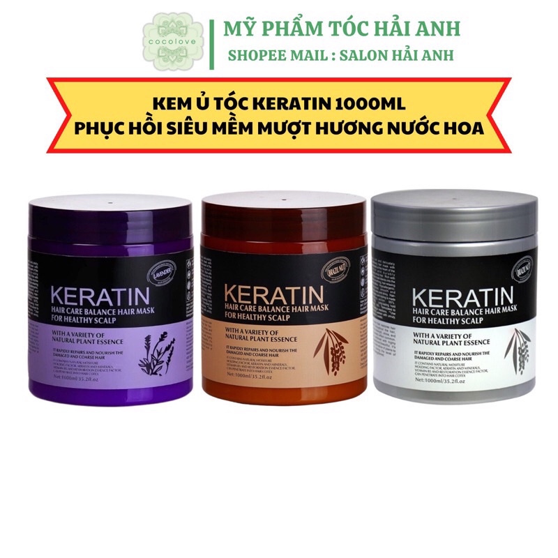 Kem ủ tóc KERATIN COLLAGEN 1000ML LAVENDER BRAZIL NUT - Ủ hấp tóc cung cấp dưỡng chất KERATIN & COLLAGEN SALON HẢI ANH