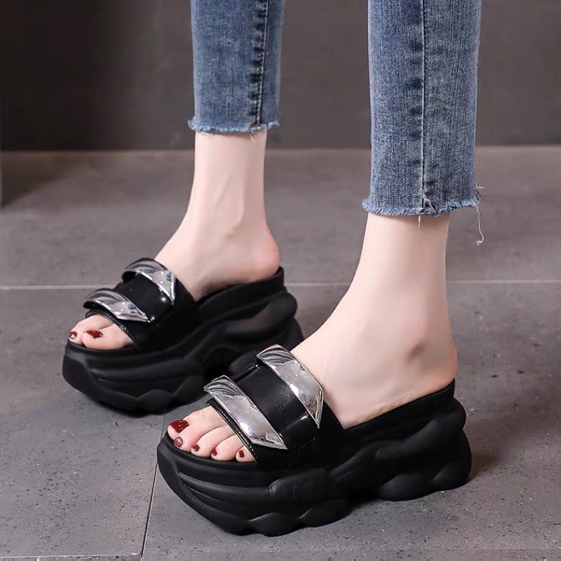 Dép đế bánh mì quai ngang cao 7cm