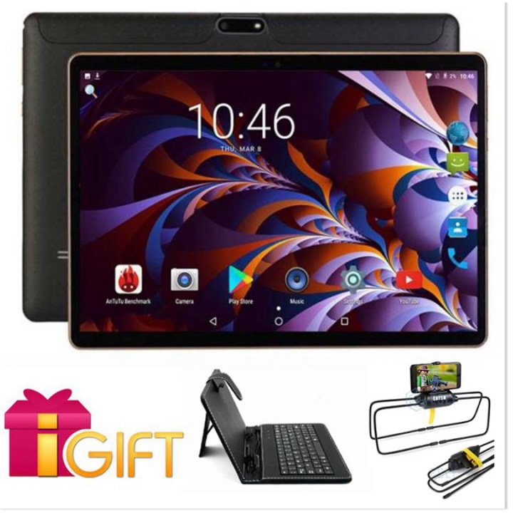 (Chính Hãng FloraHCM) Máy tính bảng 10.1inch Android 10.0 ram 4gb bộ nhớ 64gb tặng bao da bàn phím và giá đỡ chân nhện đ