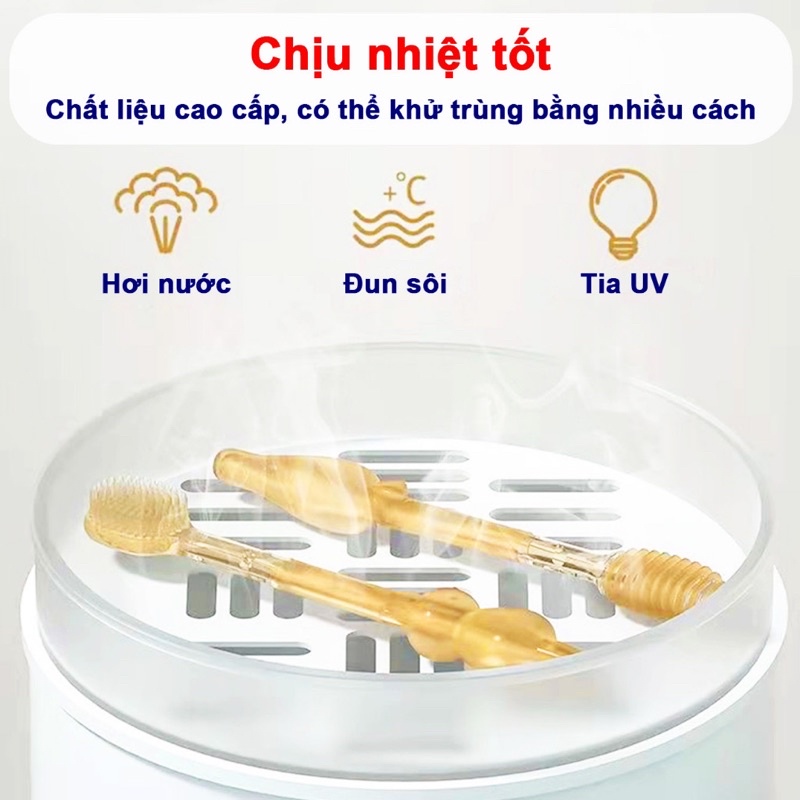 Bàn chải đánh răng và rơ lưỡi silicon cho bé sơ sinh Từ 0-18 tháng