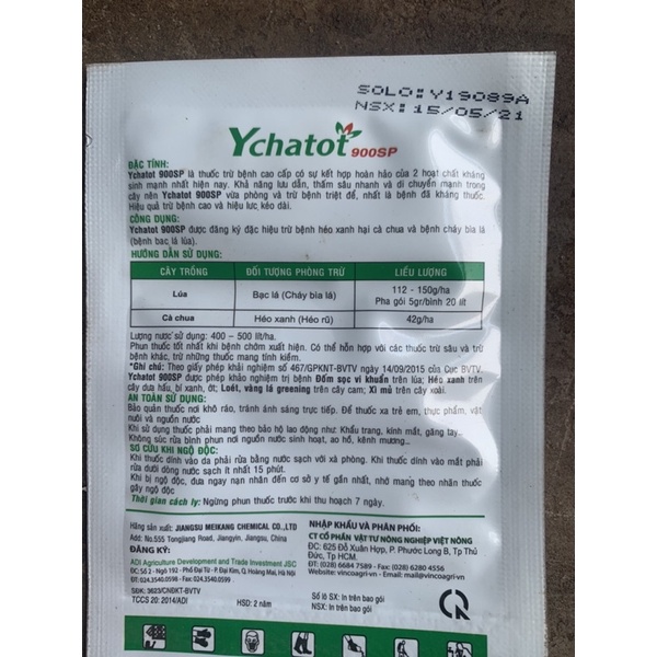 Ychatot 900sp - Vi khuẩn bạc lá , héo xanh