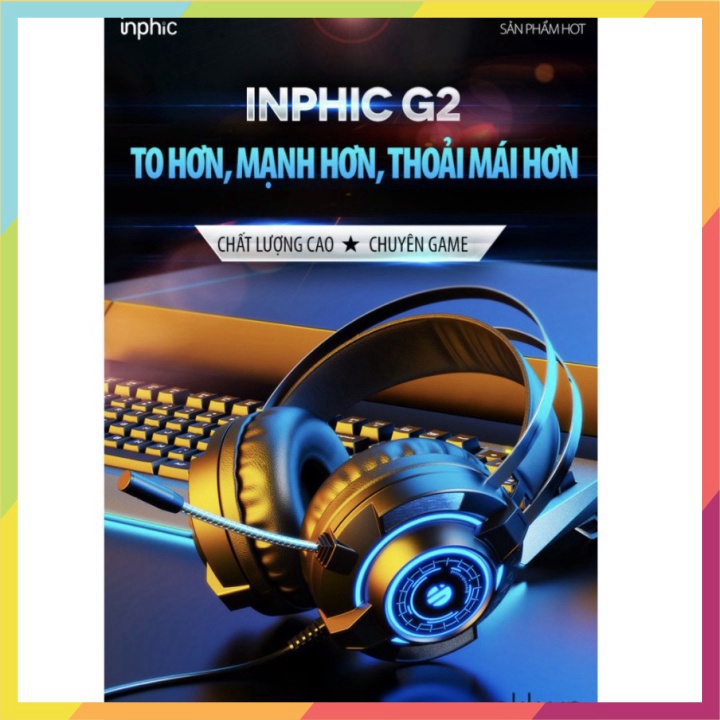 Shyn98 HCM Tai Nghe chụp tai âm thanh nổi 7.1 siêu bass Gaming Inphic G2 tích hợp micro đàm thoại -