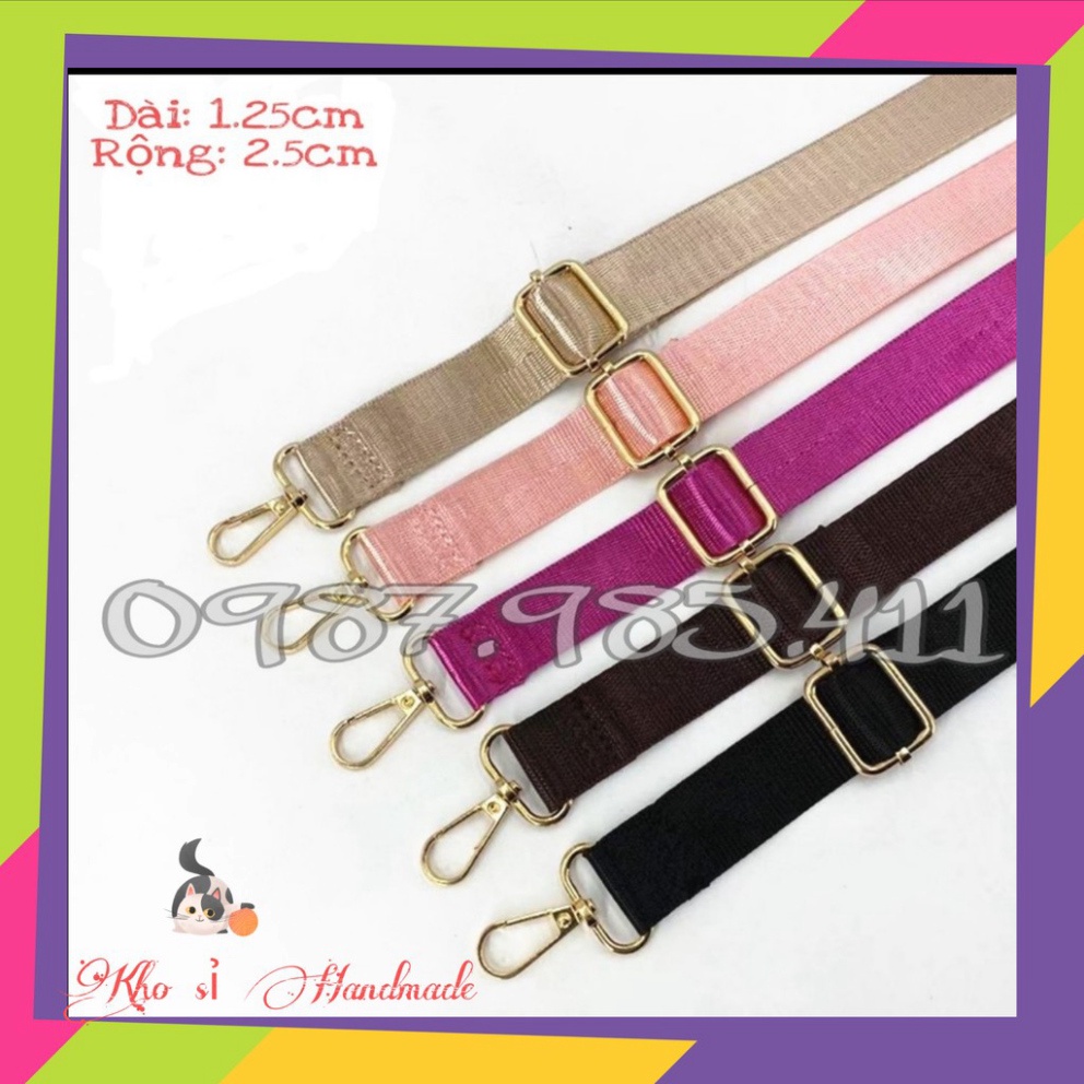 Dây Đeo Túi Xách vải sợi cotton bóng nhẹ bản 2.5 cm
