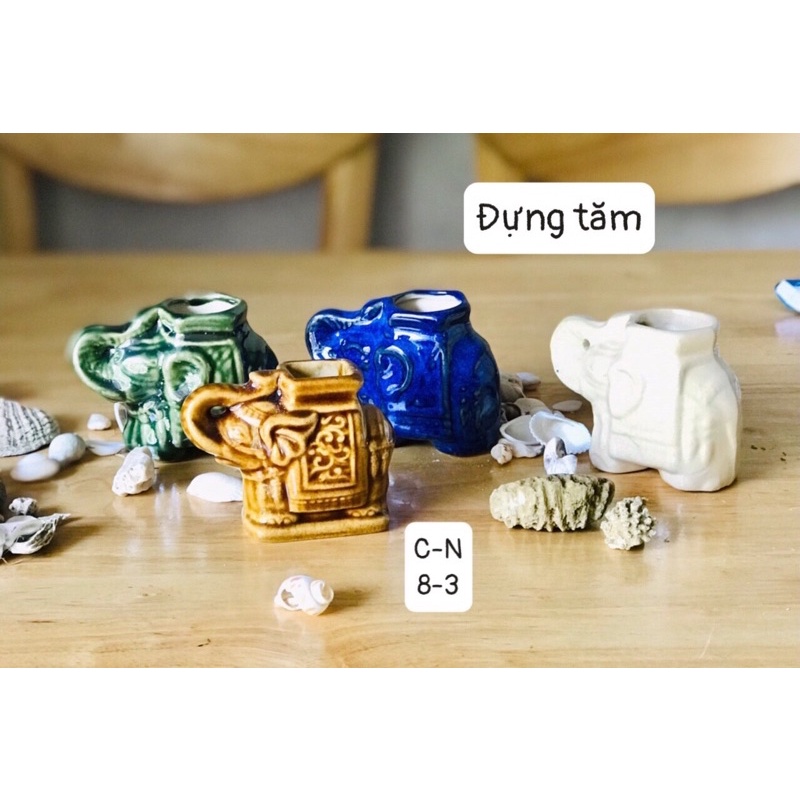 Hủ tăm họa tiết hình voi nam bộ