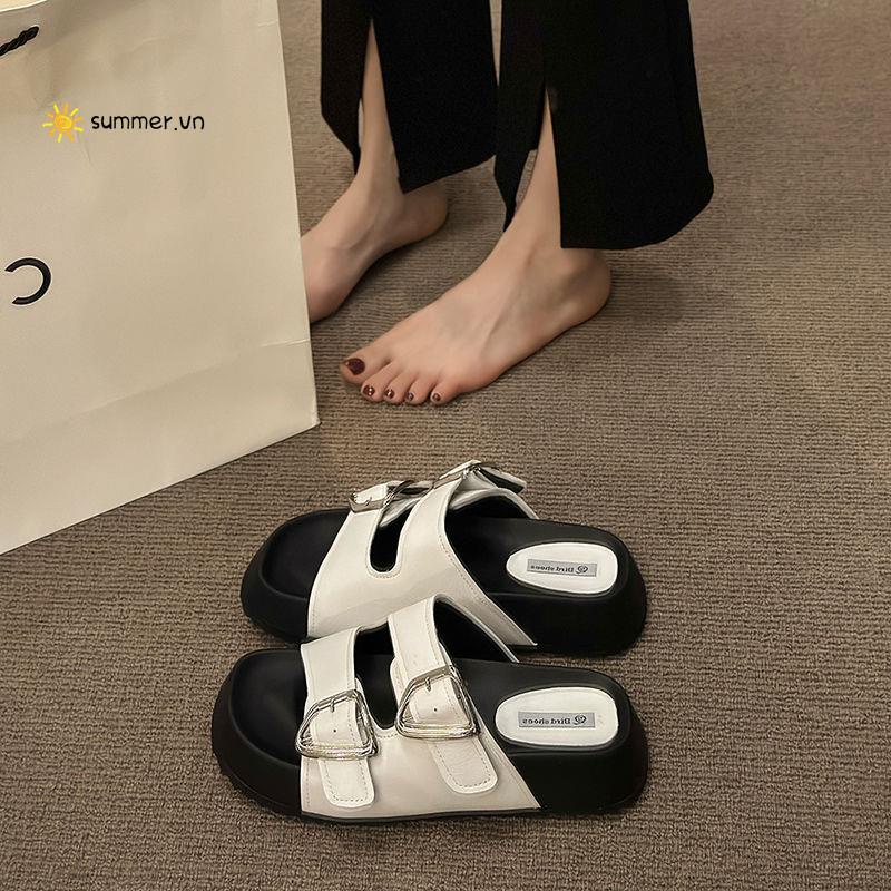 Dép Sandal Hở Ngón Đế Dày Quai Ngang Thời Trang Mùa Hè Hàn Quốc 2023 Mới
