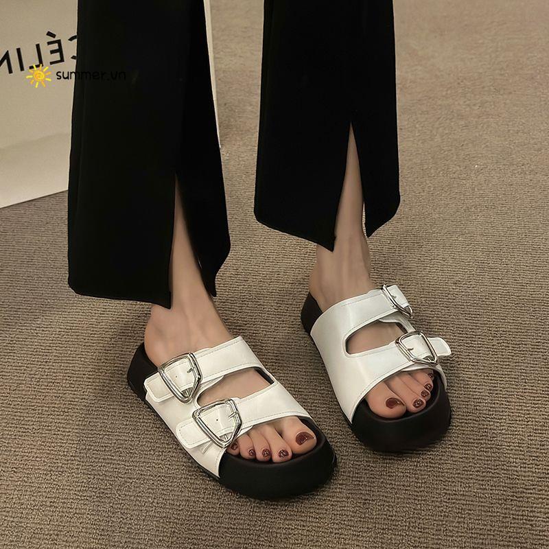 Dép Sandal Hở Ngón Đế Dày Quai Ngang Thời Trang Mùa Hè Hàn Quốc 2023 Mới