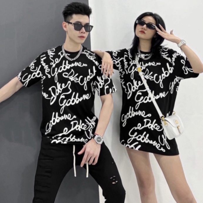 Áo phông Nam cot.ton in chữ Do.lce quanh áo nhiều chữ siêu hot 2023