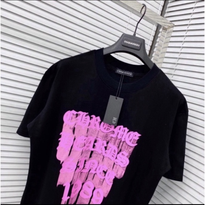 Áo phông tay lỡ Unisex GC đẹp chữ hồng loang Chrome Hearts 1989, Áo thun đôi nam nữ Premium cotton cao cấp Đen Trắng AT1 | BigBuy360 - bigbuy360.vn