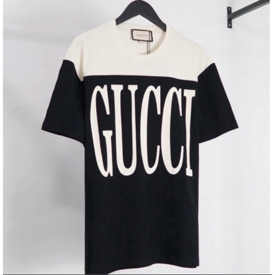 Áo thun nam nữ tay lỡ in chữ Gucci đen trắng HOTTREND, áo phông đôi Unisex 3158 cổ tròn chất cotton dày dặn cao cấp AT7 | BigBuy360 - bigbuy360.vn