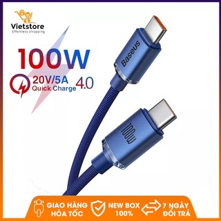 Cáp sạc nhanh 100w Baseus Crystal Shine TypeC to TypeC dành cho laptop, máy tính bảng