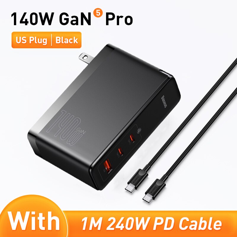 Bộ Sạc Nhanh Baseus GaN5 Pro 140W 1 USB + 2 Type-C PD3.1 dành cho máy tính bảng, laptop