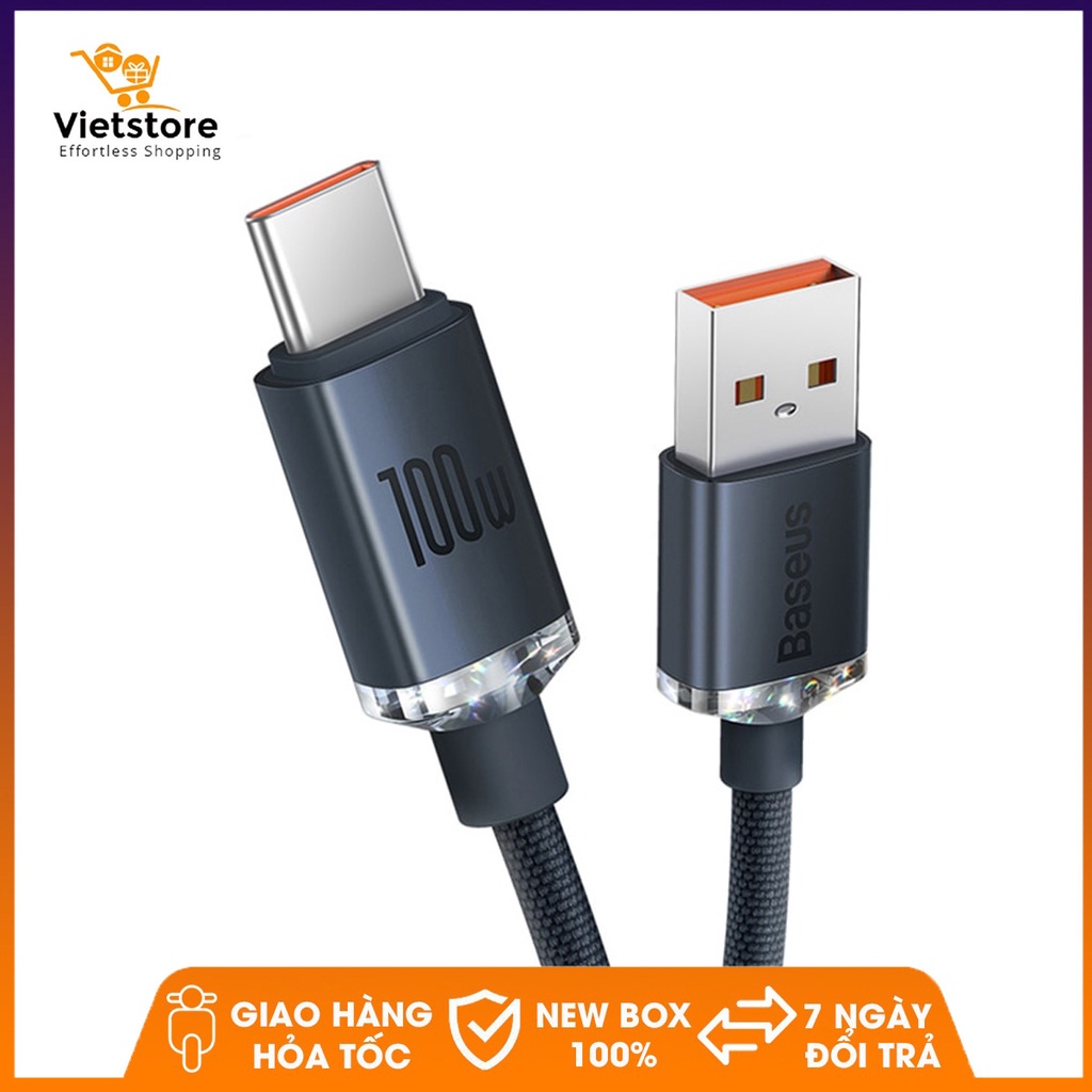 Cáp 100w USB to TypeC Baseus Crystal Shine sạc nhanh cho máy tính bảng, laptop