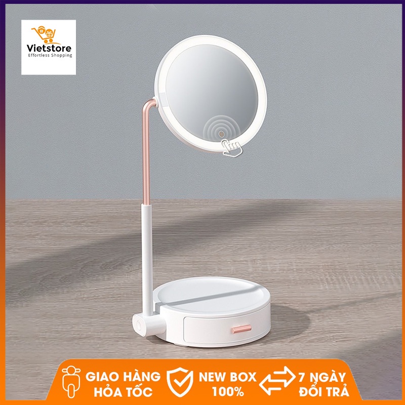 Đèn LED Có Gương BASEUS Di Động Đèn Bàn Trang Điểm Cảm Ứng Vô Cấp Dimmer Đèn Lưu Trữ Phóng Đại