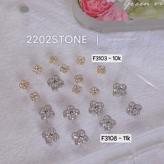 Charm cỏ 4 lá Korea đính nails cao cấp, charm Hàn trang trí móng tay dễ thương hàng loại 1 .2202STONE.