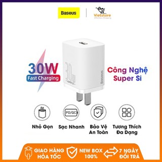 Củ sạc nhanh baseus 30w, công nghệ super si đầu sạc pd sạc nhanh qc3.0, pd3.0