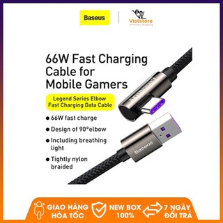 Baseus 66W Supercharge Quick Charge 3.0 Cáp USB Type C Cho Huawei P40 P30 Mate 40 30 Pro (6A)