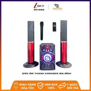 (Tặng kèm Mic không dây ) Dàn karaoke khủng âm thanh Hifi siêu Bass đỉnh cao có kết nối Bluetooth USB ISKY-SK326