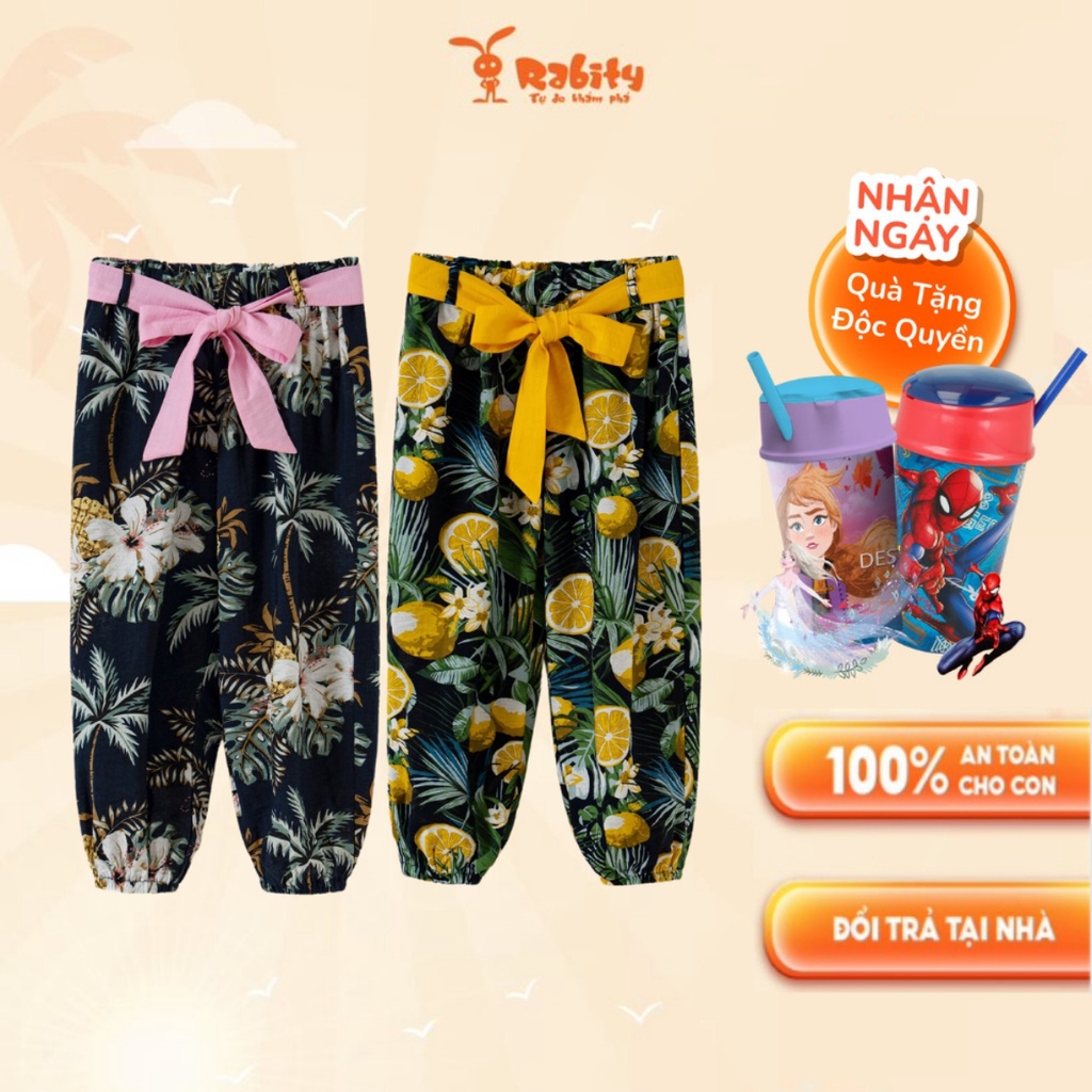 Quần thô dài bé gái quần hoa nhí bé gái mùa hè năng động Rabity 93132