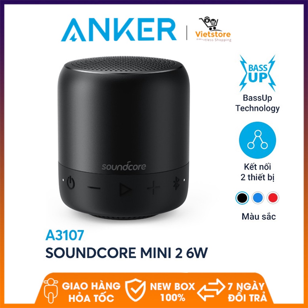 Loa bluetooth di động Anker SoundCore mini 2, bluetooth 4.0, hỗ trợ thẻ Micro SD, kết nối AUX hỗ trợ thẻ Micro SD,kn AUX