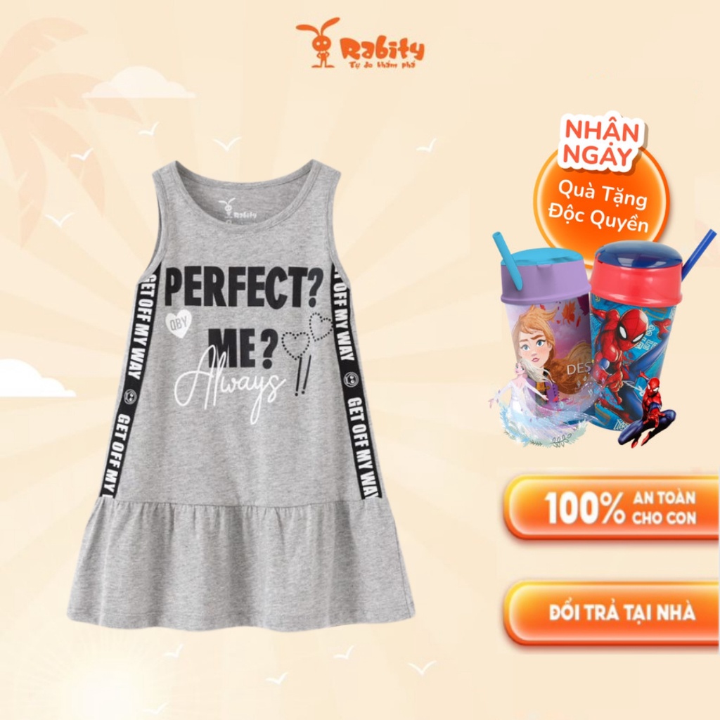 Đầm thun cho bé gái sát nách Rabity vải cotton cho trẻ em chất liệu co giãn 92254