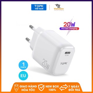 Củ Sạc Điện Thoại TOPK B110P PD 20W Cổng Sạc Nhanh Sạc Bộ Chuyển Đổi Du Lịch Di Động Cho iPhone 12 HUAWEI P40 Samsung