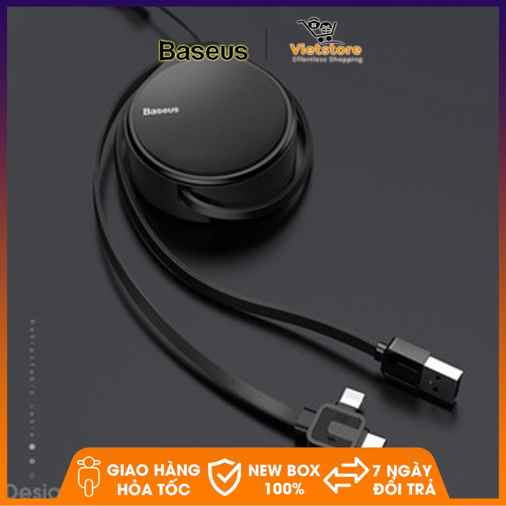 Cáp sạc đa năng siêu bền 3 đầu chuẩn Micro USB, Iphone Ipad, Type C thiết kế dây rut thương hiệu baseus