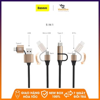 Baseus 5 trong 1 Kiểu C & Cáp USB Micro Cho iiPhone 7 6 5 iPad Android Đối Với Ssamsung Xxiaomi USB