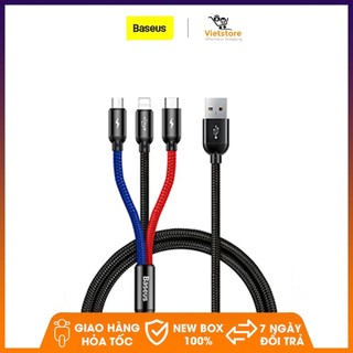 Cáp sạc đa năng BASEUS (CAMLT) 3 đầu Llightning - MmicroUSB - Type-C dài 30cm sạc 3 thiết bị cùng một lúc công xuất 3.5A