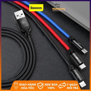 Cáp sạc đa năng BASEUS (BSY01) 3 đầu Lightning - MicroUSB - Type-C dài 120cm sạc 3 thiết bị cùng một lúc