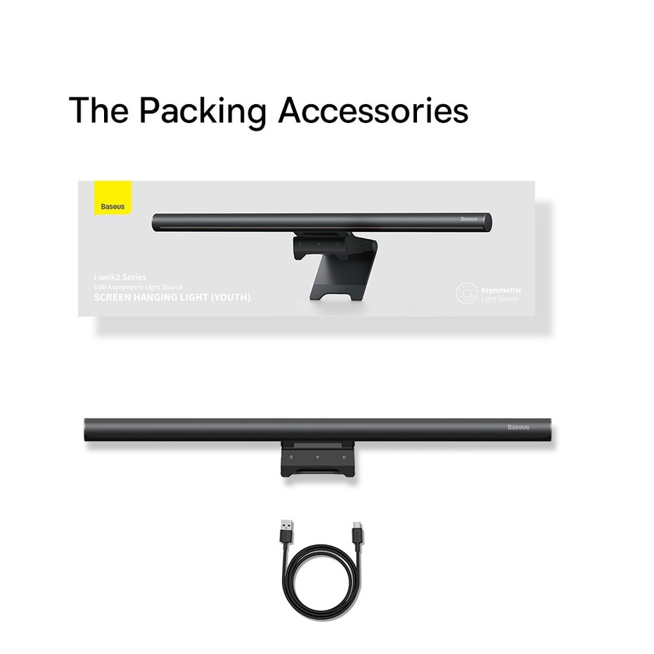 Đèn Màn Hình Baseus i-Work 2 Dành Cho Máy Tính Để Bàn Màn Hình LCD Đèn Học Laptop Cổng USB Ánh Sáng_Topbuy24h.vn