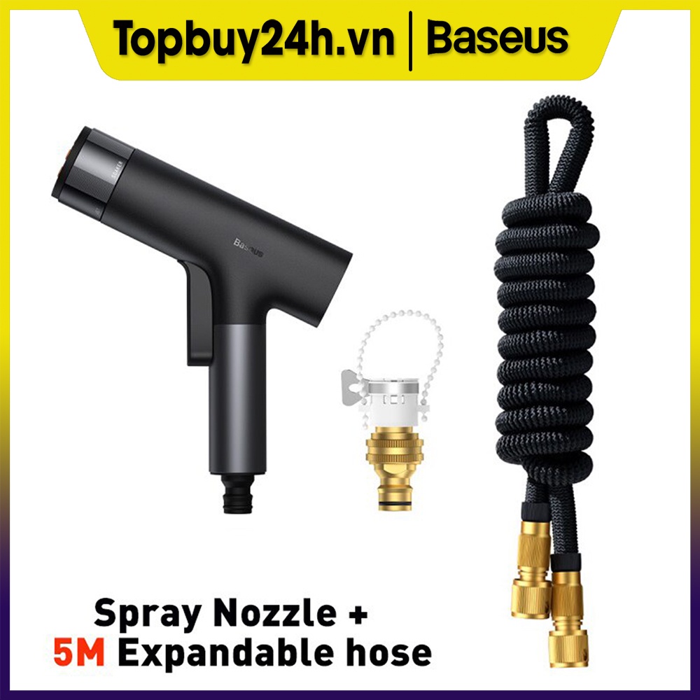 Vòi phun nước đa năng Baseus GF4 15-30m với 5 kiểu phun, công tắc tự khóa, vỏ kim loại dùng để rửa xe, làm vườn