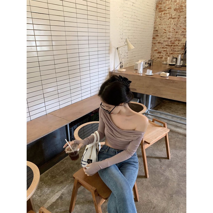 Áo Thun Tay Dài Dáng Ôm Phong Cách Retro Thời Trang Mùa Thu Dành Cho Nữ