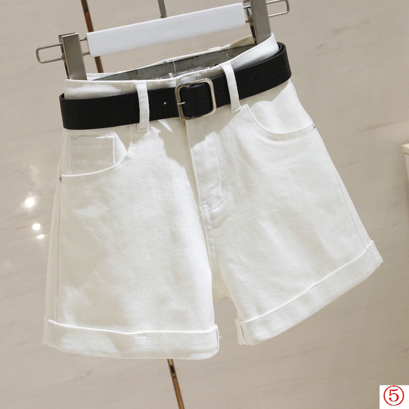 Quần Short Denim Lưng Cao Ống Rộng Màu Trắng Thời Trang Mùa Hè Hàn Quốc Mới 2023 Cho Nữ