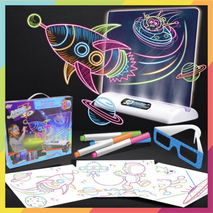 (Chính Hãng) BỘ TRANH VẼ 3D SPACE CHO NGHỆ SĨ NHÍ US KIDS ART - t