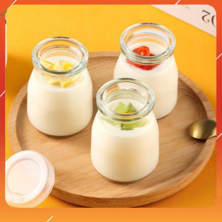 Cốc Sữa Chua, Hũ Thủy Tinh Làm Sữa Chua, Caramel 100ml Có Nắp Đậy Loại 1 Cao Cấp [PHỤ KIỆN MHS]