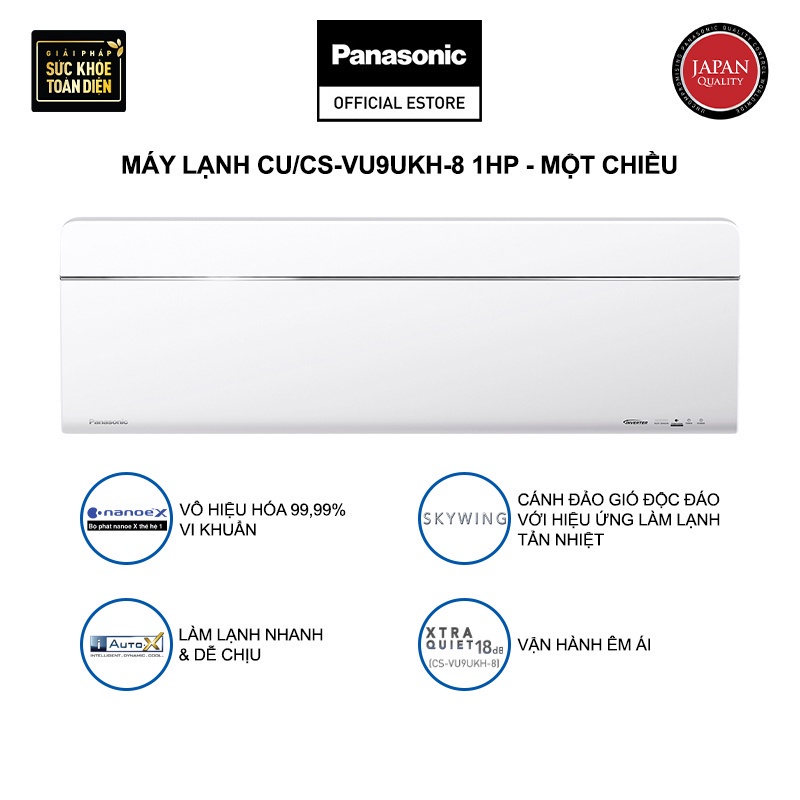 Máy lạnh Panasonic CU/CS-VU9UKH-8 - Một chiều - Inverter sang trọng Sky series
