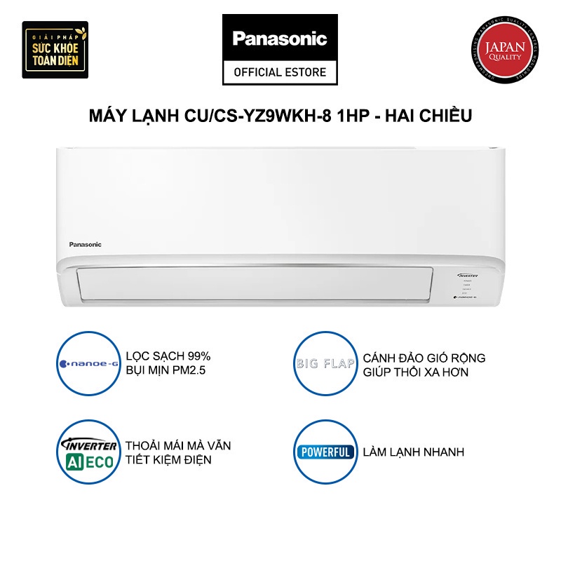 Máy lạnh/điều hòa Panasonic CU/CS-YZ9WKH-8 - Hai chiều - Inverter tiêu chuẩn