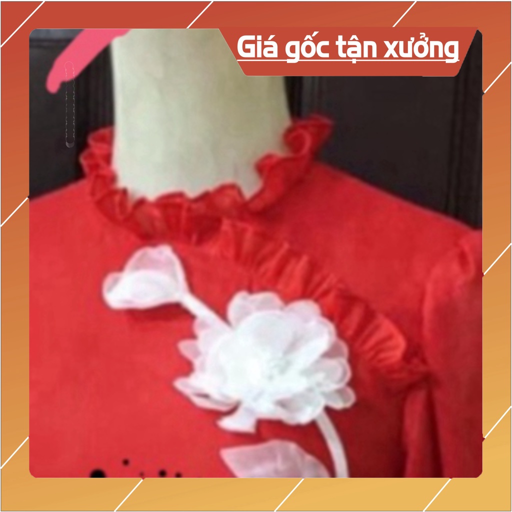 [Ảnh thật} Áo Dài CÁCH TÂN 4 TÀ TƠ LỤA Cổ Bèo Thêu Hoa MÃ 99