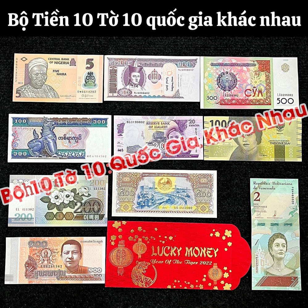 Bộ Tiền Giấy Sưu Tầm 10 Tờ 10 Nước - Quốc Gia Khác Nhau Trên Thế Giới