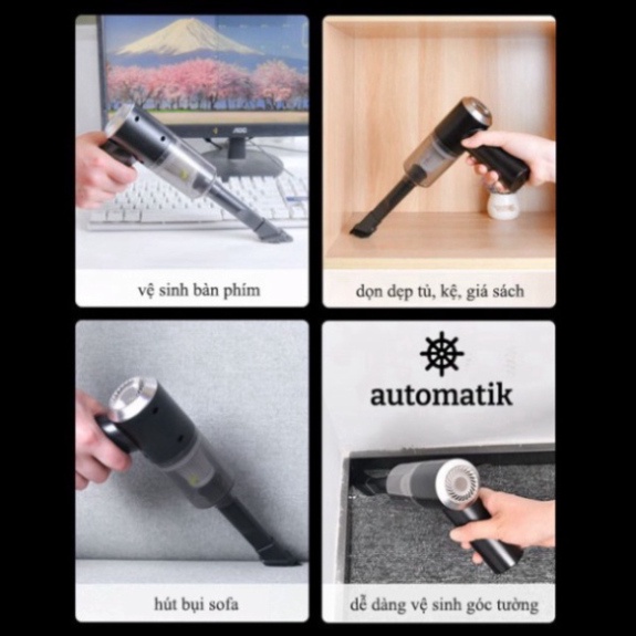 Máy Hút Bụi Cầm Tay, Máy Hút Bụi Mini Không Dây, Vệ Sinh Ô Tô, Gia Đình, Hút Bụi Giường Nệm, Lông Chó Mèo freeship HB1