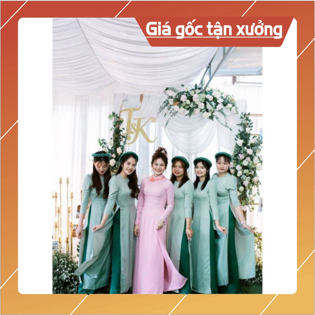 [Ảnh thật} áo dài bê tráp màu xanh ngọc