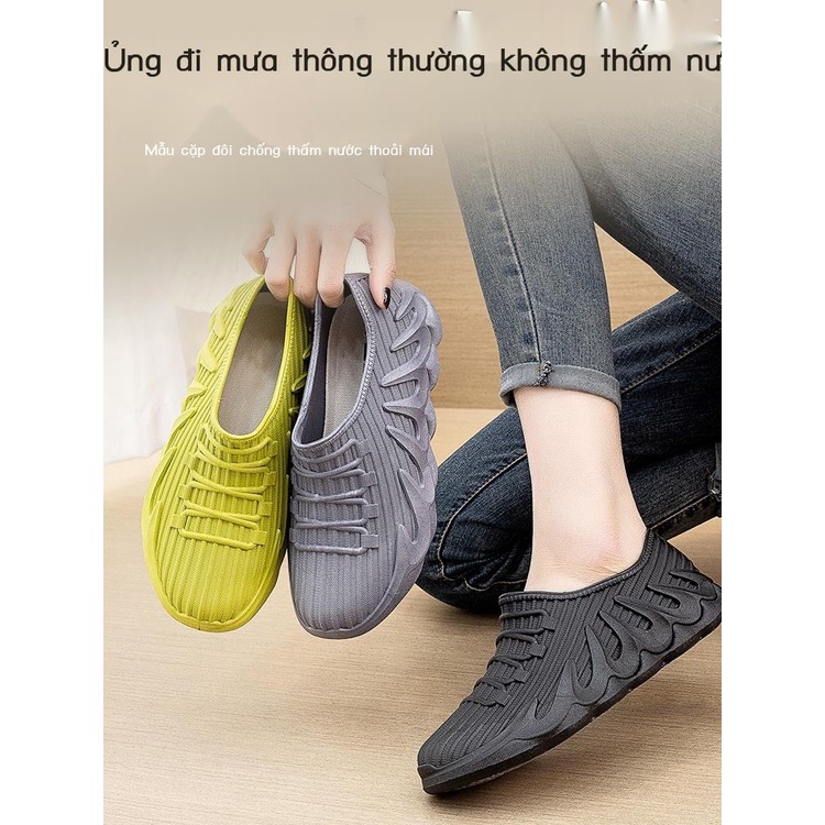 Ủng đi mưa chống trượt chống thấm nước giày cao su đế mềm cho nam đôi giày bọc ngoài dành cho nhà bếp mùa hè c
