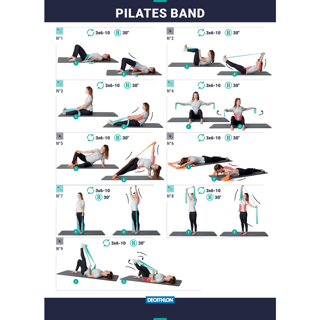 Dây kháng lực Pilates mức độ cao (8 lb / 4 kg) Đen DECATHLON DOMYOS mã 8527901