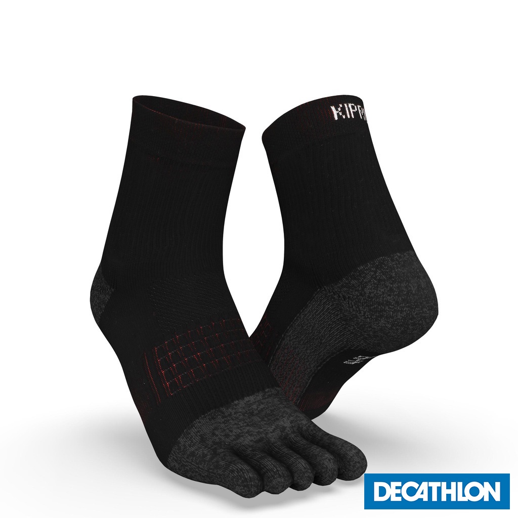 Tất chạy bộ xỏ ngón Run900 Đen/Đỏ DECATHLON KIPRUN mã 8664317