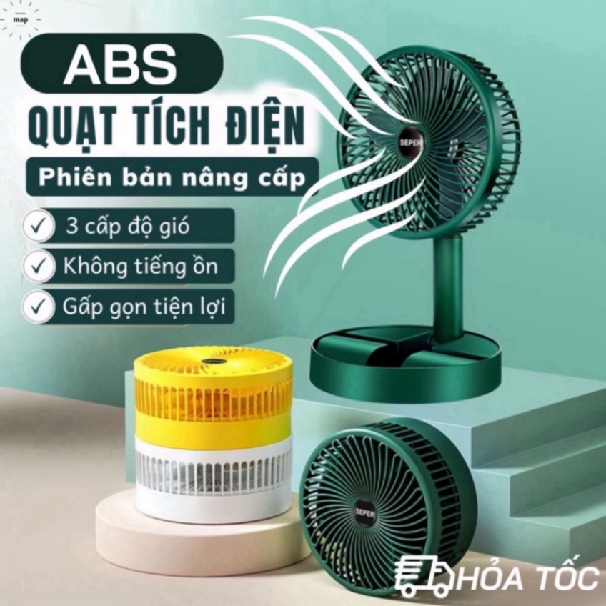 🌠🌠🌟 Quạt tích điện để bàn mini Super gấp gọn 3 cấp độ gió siêu bền, cáp sạc USB tiện lợi. Quạt gấp
