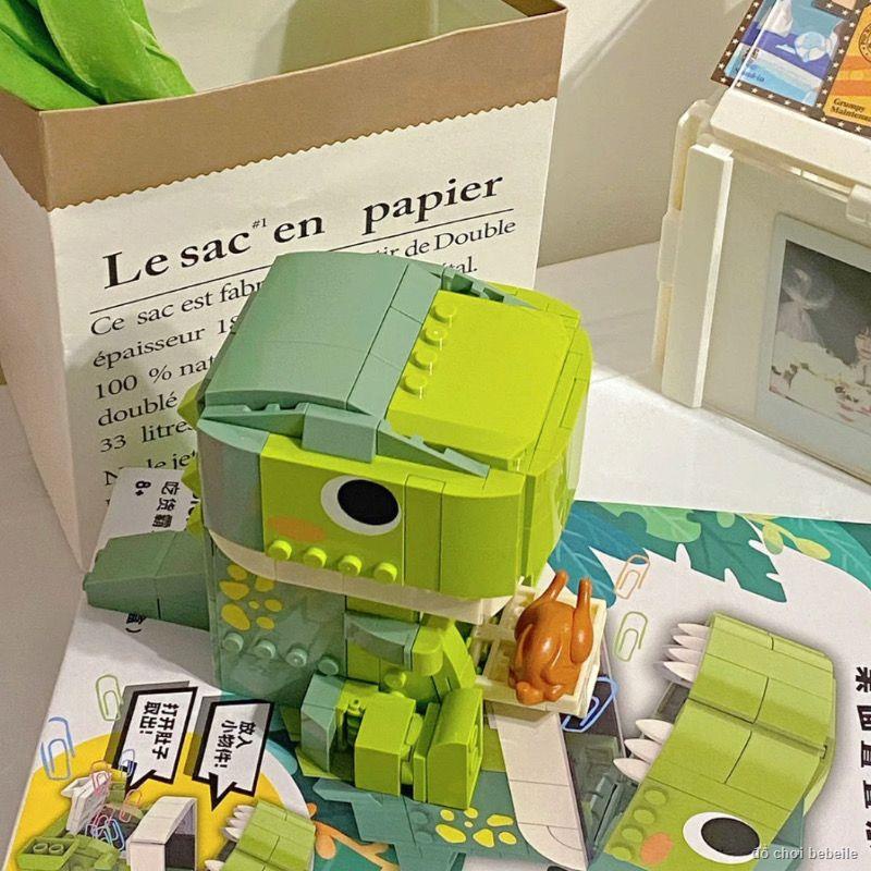 🍰Cô gái dễ thương chữa lành cho những chú khủng long nhỏ, chèn khối xây dựng, khối xây dựng mini, hộp đựng bút, quà tặn