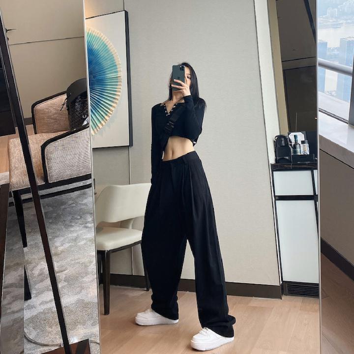 Jiashucheng Plus Size Quần Dài Lưng Cao Dáng Rộng Thời Trang Mùa Xuân Cho Nữ