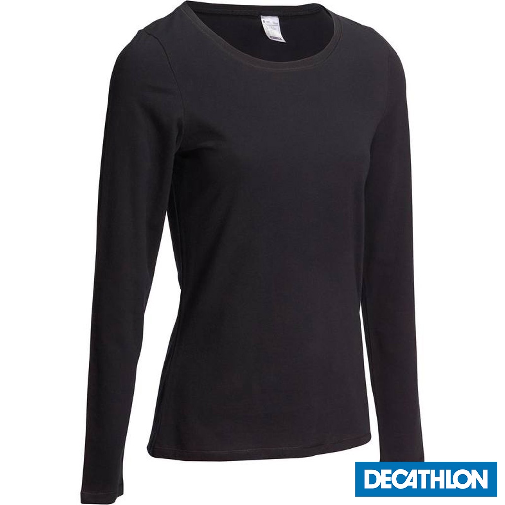 Áo thun dài tay Stretching & Pilates cho nữ 100 Đen DECATHLON NYAMBA mã 8520232