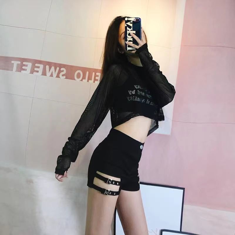 Jiashucheng Quần Short Lưng Cao Co Giãn Màu Đen Thời Trang Mùa Hè Dùng Để Nhảy Múa Jazz